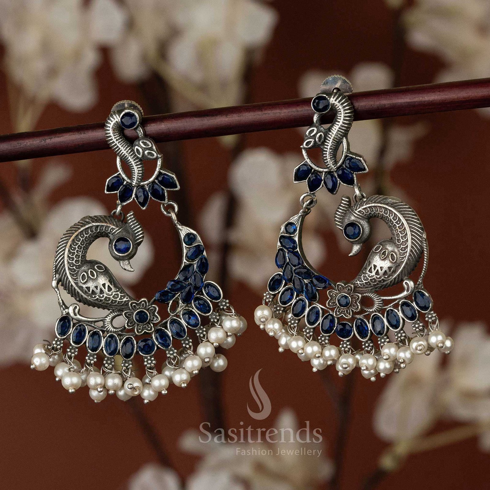 Oxidised Peacock Earrings